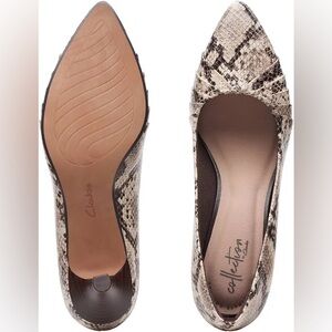 Clarks Linvale Crown Taupe Snake Heels- Size 9